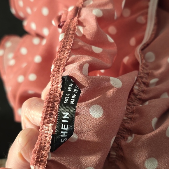 Pink with white Polk a dots dress - Picture 5 of 6